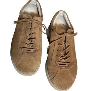 ECCO sneakers tan suede lace up comfortable walking shoes arch support - Sz 8
